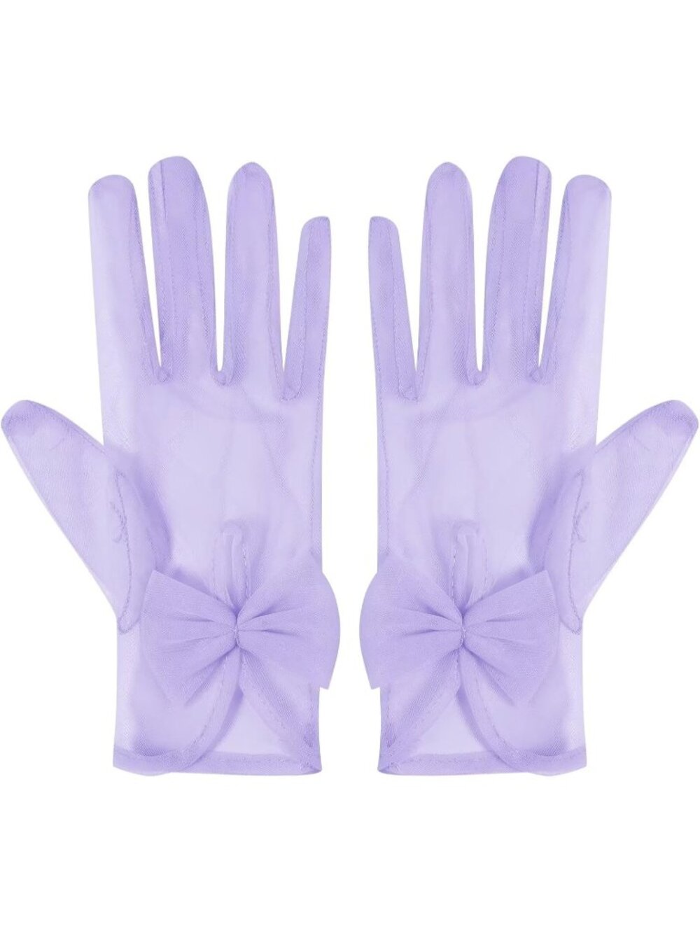 Women's Lavender  Lace 1920s Opera Tulle Wrist Length Short Sheer Mesh Gloves